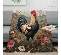DLONIRPEX Estampado 3D Rooster in Garden Manta térmica Microfibra Ropa de Cama Transpirable Vintage Farm Scene Manta térmica Anti-Bolitas para Regalos para Amantes del Calor 60x80inch(150x200cm)