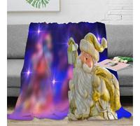 DLONIRPEX Estampado 3D Santa Claus Figurine Manta térmica Microfibra Ropa de Cama Lavable Christmas Festive Plaid térmico Anti-Bolitas para jóvenes en Invierno riguroso 40x50inch(100x130cm)