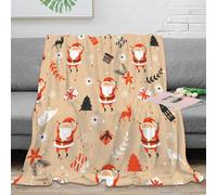 DLONIRPEX Estampado 3D Santa Claus Manta de Siesta Microfibra Ropa de Cama Ligera Christmas Festive Pattern Manta de Viaje compacta y Suave Anti-Bolitas para Viajes 80×90inch(200x230cm)