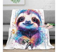 DLONIRPEX Estampado 3D Sloth Pintura Manta de Cama Microfibra Ropa de Cama esponjosa y cálida Colorido Watercolor Manta de sofá Lavable para Regalos de Bienvenida a casa 80×90inch(200x230cm)