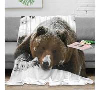 DLONIRPEX Estampado 3D Snow-Covered Bear Manta Microfibra Ropa de Cama versátil y Suave Wild Animal Retrato Manta de salón cálida y Transpirable Anti-Bolitas para Uso en casa 40x50inch(100x130cm)