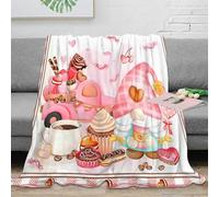 DLONIRPEX Estampado 3D Sweet Dessert Scene Manta para Aire Acondicionado Ropa de Cama Anti-Bolitas Bonito GNOME Design Plaid para Aire Acondicionado Suave y Esponjoso para Verano 70×80inch(180x200cm)