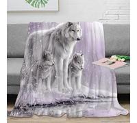 DLONIRPEX Estampado 3D Winter Wolves Plaid Microfibra Ropa de Cama Anti-Bolitas Arteistic Wildlife Manta para Aire Acondicionado Suave para Regalos para Casas Nuevas 40x50inch(100x130cm)