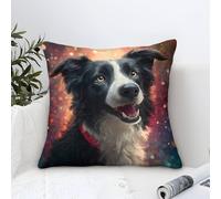 DLONIRPEX Perro Collie Frontera Fundas Cojines Decorativa Juego De 1 Funda De Almohada Poliéster Cuadradas Un Detalle Romántico para La Persona Que Amas 40x40cm