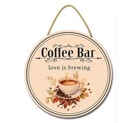 DLONVOH Letrero de madera de 11 pulgadas con texto en inglés «Love Is Brewing», decoración para cafetería, cafetería, granja, rústico, granja, hogar, oficina, estación de café, esquina, decoración de