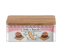 DLP - Caja de galletas con tapa de madera, diseño de lengua de gatos