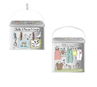 DLP - Juego de 2 cajas de metal - Caja de pinzas para la ropa y cajas de lavandería