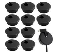 DLPRK 10 Piezas de Escritorio, Organiza los Cables de Oficina y Área de Trabajo en Casa, Tapas de Orificio para Cables, para Cables de Mesa y Hogar, con Sierra Perforadora, Mesa, Pasa Cables (35mm)