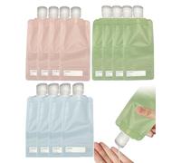 DLPRK 12 piezas Botellas de viaje para artículos de aseo, rellenables y a prueba de fugas, travel essentials y higiene, 4 in 1 travel bottles kit para champú, acondicionador, loción y más (90ML)