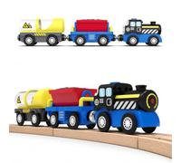 DLQPY Tren de Mercancías para Niños, Locomotora de Acción con Pilas | Tren eléctrico de Juguete, Compatible con Thomas, Brio, Decoración de Navidad Regalos de Cumpleaños ,a Partir de 3 año