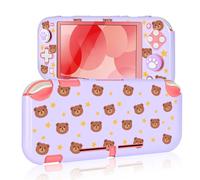 DLseego - Carcasa protectora para Switch Lite, carcasa de PC resistente con temática de ositos, accesorios para Switch Lite con 2 piezas de tumb Grips, color negro y amarillo