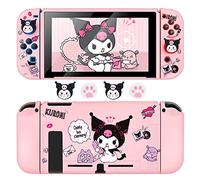 DLseego Devil Rabbit Switch Funda Protectora Soft TPU Shell Resistente a los Golpes Cubierta Joy Con Skin con 4PCS Lovely Bunny & Cat Paw Thumb Grips Caps para Switch 2017 - Llamada telefónica Conejo Rosa