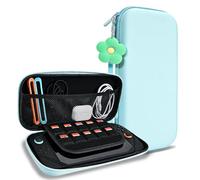 DLseego Funda de Transporte para Switch 2, Bolsa de Viaje Portátil, Funda de Transporte de Gran Capacidad con 1PC Colgante de Flor,Azul