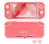 DLseego Funda para Switch Lite,Anti arañazos Esmerilado Translúcido Blanco Protector Cáscara Cubierta PC Antichoque Funda Protectora con 2 PCS Tapas de Agarre del Pulgar,Rosa
