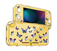 DLseego Funda para Switch Lite,Transparente Duro Protector Cover con Mariposa Decoración A Prueba De Golpes Protector Carcasa Compatible con Switch Lite-Azul y Morado