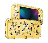 DLseego Funda para Switch Lite,Transparente Duro Protector Cover con Mariposa Decoración A Prueba De Golpes Protector Carcasa Compatible con Switch Lite-Negro