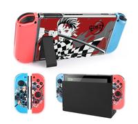 DLseego Funda protectora compatible con Nintendo Switch,Accesorios de Switch, carcasa de Switch transparente de PC dura con funda suave Joy-Con, funda acoplable,diseño antiarañazos, Demon Slayer