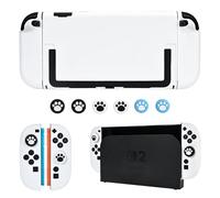 DLseego Funda Protectora para Consola Switch 2,Anti Arañazos Sturdy Acoplable Funda Protectora con 2 Mangos y 6 PCS Agarres para Pulgares,Blanco