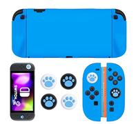 DLseego Funda Protectora para Switch 2,TPU Anti-Rayaduras Silicona Suave Shock-Absorption Cover Case con 4PCS Tapas para Pulgar,Azul