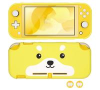 DLseego Funda protectora para Switch Lite, funda de silicona suave con tapas de agarre para el pulgar, funda protectora delgada antiarañazos, a prueba de golpes, diseño de perro amarillo