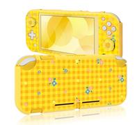 DLseego Funda Protectora para Switch Lite,Impresión de Flores PC Duro Protección Total Carcasa Cover Anti arañazos Carcasa con 2PCS Tapas para el Pulgar,Amarillo