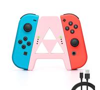 DLseego Joy con Empuñadura de Carga para Switch e Switch OLED, Joycon Grip Controller portátil A-Grip, Pequeño Mango Recargable, Plug and Play- Rosa