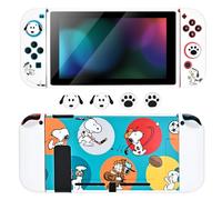 DLseego Protección Funda para Switch,Absorción de Golpes Silicona Suave Funda Cubierta Acoplable Protector Funda con 4PCS Suave JoyCon y 4PCS Palanca Funda,Adorable Cachorro Blanco