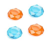 DLseego - Puños de pulgar compatibles con interruptor, 2,4 unidades, cristal claro, joystick Cover,Diamond 3D, diseño con tapa de joystick,rojo+azul