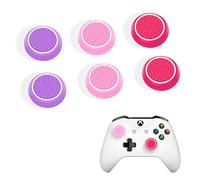 DLseego Thumbstick Agarre Tapas para PS4 PS5 Xbox Controller,6PCS Silicona Pulgar Stick Agarre Funda Puntos Tachonado Diseño Joystick Mando Pulgar Empuñadura Tapa,Rosa+Morado