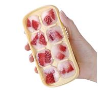 DLSIN Bandeja de silicona PP para congelador, con tapa, fácil liberación, 8 compartimentos, bandeja de hielo de silicona, bandejas para agua, sopa, caldo, salsa y mantequilla, amarillo limón
