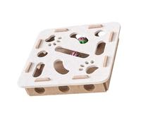 DLUKENY Caja de rompecabezas interactiva para gatos con agujeros y campanas para estimulación mental, juego en interiores, diseño de tela de fieltro, juguete de actividad para gatos