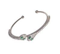 DLUKENY Elegante brazalete abierto flexible con diseño de serpiente de cobre, pieza de joyería ligera para mujer, uso diario, joyería flexible de serpiente