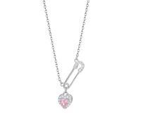 DLUKENY Elegante colgante de corazón en cadena moderna, joyería versátil para fiestas para todas las ocasiones, Pink, Metal