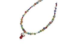 DLUKENY Elegante collar de cuentas de cristal con acento de hongos y flores, accesorio portátil para festivales y atuendos cotidianos, Liuli