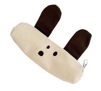 DLUKENY Estuche largo de lona con orejas de perro, gran capacidad, organizador portátil, bolsa para bolígrafos, viajes, maquillaje, suministros escolares, estuche para bolígrafos, Trompeta de café