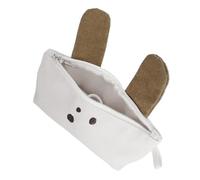 DLUKENY Estuche largo de lona con orejas de perro, gran capacidad, organizador portátil, bolsa para bolígrafos, viajes, maquillaje, suministros escolares, estuche para bolígrafos, Tamaño de café