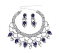 DLUKENY Juego de collar y aretes de cristal con textura de metal para mujeres que aman los accesorios fascinantes y llamativos, Cobre