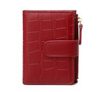 DLUKENY Modern Pattern - Cartera plegable pequeña para mujer, organizador de tarjetas multifuncional, Burgundy