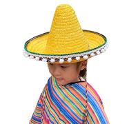 DLUKENY Sombreros mexicanos de ala ancha, a prueba de sol, sombrero de paja para sesiones de fotos, accesorios para niños, fiestas, carnaval, boda, escuela, juego de actividad