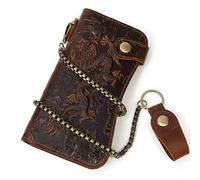 DLUXCA Men's Retro Business Wallet Long Zipper Wallet Business Handmade Clutch Bag Men's Bag (Color : C)