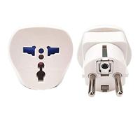DLX - Adaptador Enchufe China o Americano a Salida Enchufe Europeo - Español - Schuko con Toma de Tierra Adaptador de Viaje Enchufe alemán Schuko, Blanco, Mundo a Francia Europa