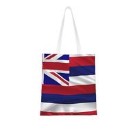 DLXW Bolsa de lona de poliéster reciclada ligera y duradera, bonita bolsa de mano, bolsa de comestibles de cocina, multifuncional, portátil. Bolsa de compras americana con bandera de Hawaii