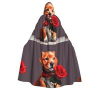 DLXW Capa de Halloween para hombre y mujer, con capucha, bata de reina, disfraz medieval renacentista, disfraz de perro parecido a caballero