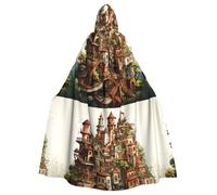 DLXW Capa de Halloween para hombre y mujer, con capucha, bata de reina, disfraz medieval renacentista, disfraz de castillo de ensueño