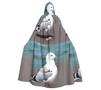DLXW Capa de Halloween para hombre y mujer, con capucha, bata de reina, disfraz medieval renacentista, lindo gaviota