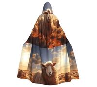 DLXW Capa de Halloween para hombre y mujer, con capucha, disfraz de reina, disfraz medieval renacentista, oveja australiana