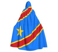 DLXW Capa de Halloween para hombre y mujer, con capucha, traje de reina, disfraz renacentista medieval bandera del Congo