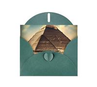 DLXW Dreaming of the Pyramids of Khufu - Tarjeta de felicitación en blanco con sobre, tarjeta de agradecimiento, 15 x 10 cm, sobre verde oscuro