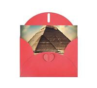 DLXW Dreaming of the Pyramids of Khufu - Tarjeta de felicitación en blanco con sobre, tarjeta de agradecimiento de 6 x 4 pulgadas, sobre rojo