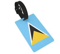 Dlxw Identificador de equipaje de PVC duradero con correa desmontable, diseño compacto, panel de información personal, ideal para viajes y uso diario, bandera de Santa Lucía
